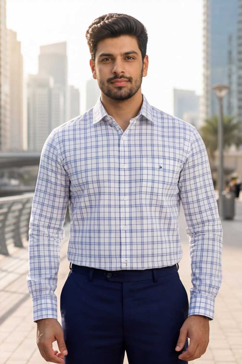 Essential Check Formal Shirt – White - 3