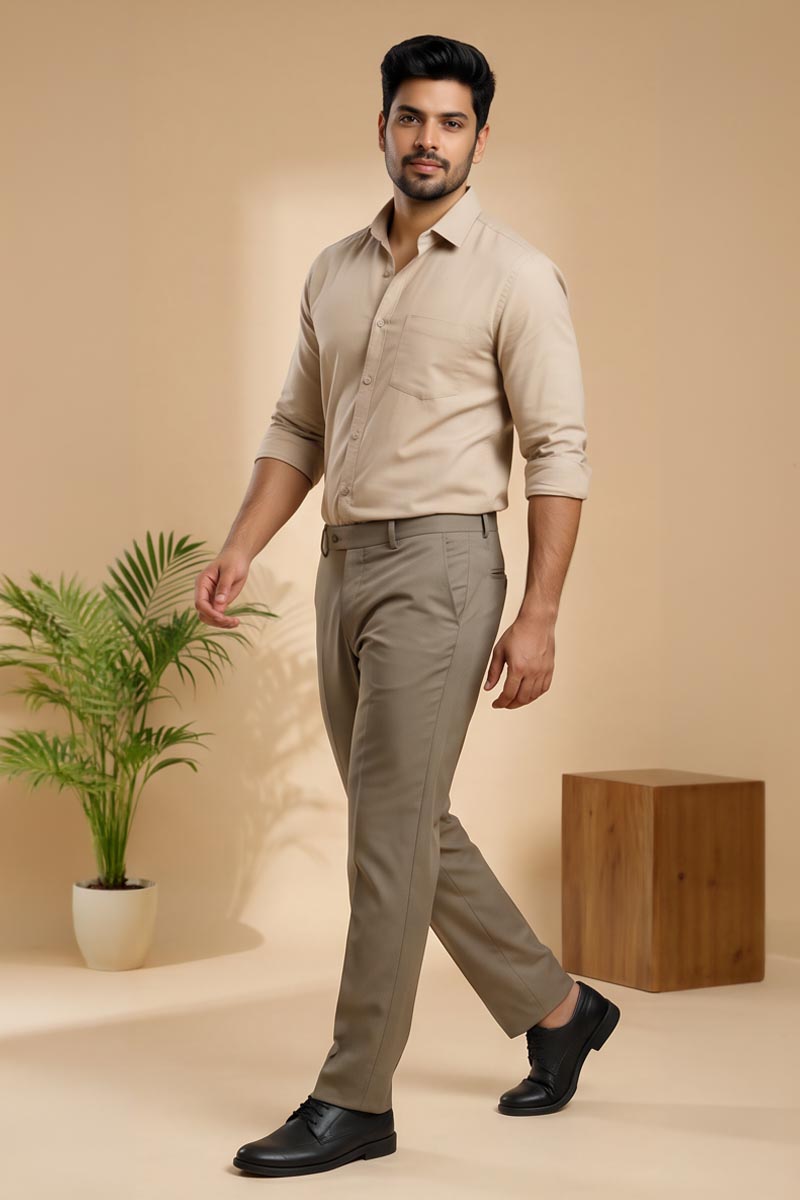 Elite Beige Formal Trousers - Beige - 5