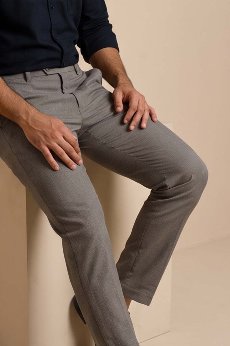 Elegant D-Grey Tailored Fit Pants- Dark-Grey - 6