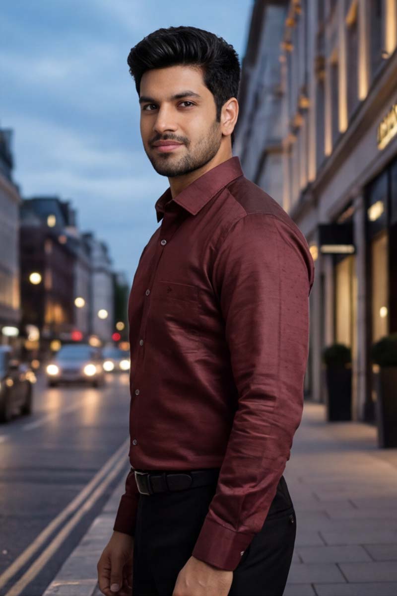 Long Sleeve Maroon Shirt - 4