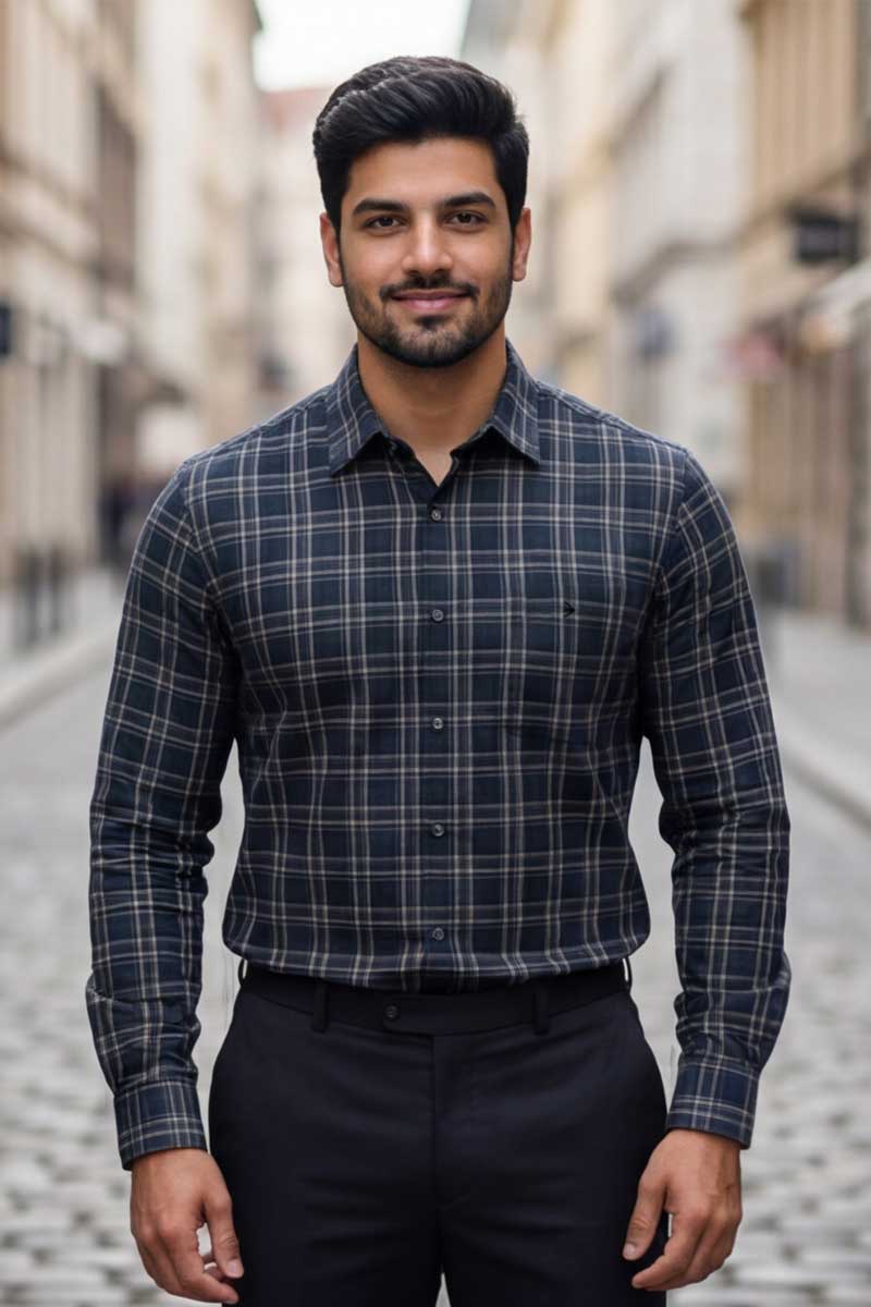 D-Green Checks Global Line Shirt (Smart Fit - Full Sleeves)_RGGL-1801