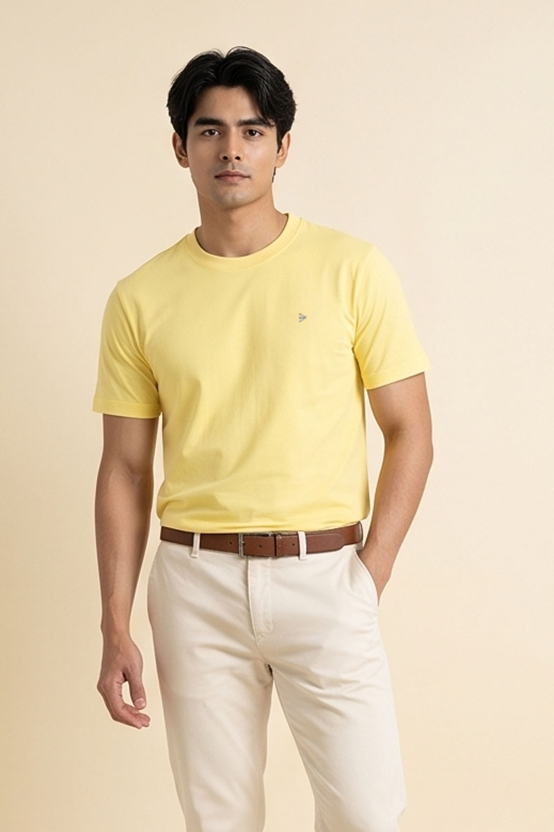 Pastel Yellow Essential Crew Tee -Yellow - 2