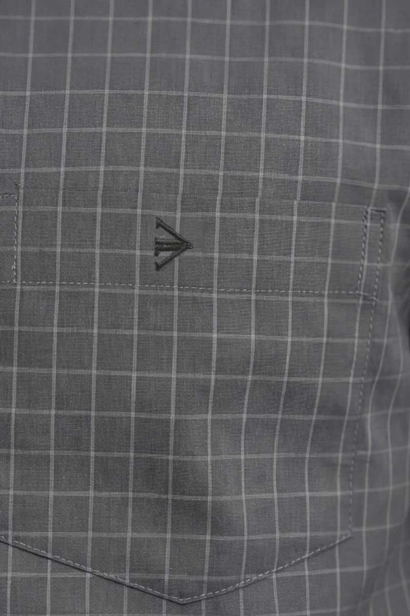 L-Grey Checks Formal Shirt (Smart Fit - Full Sleeves) - 6