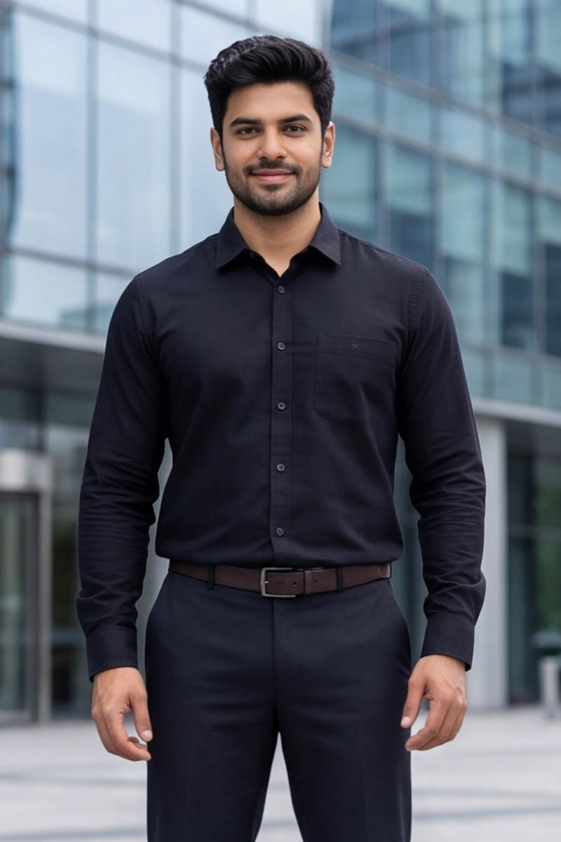 SHIRT - Classic Black Button-Down (Black) - 2