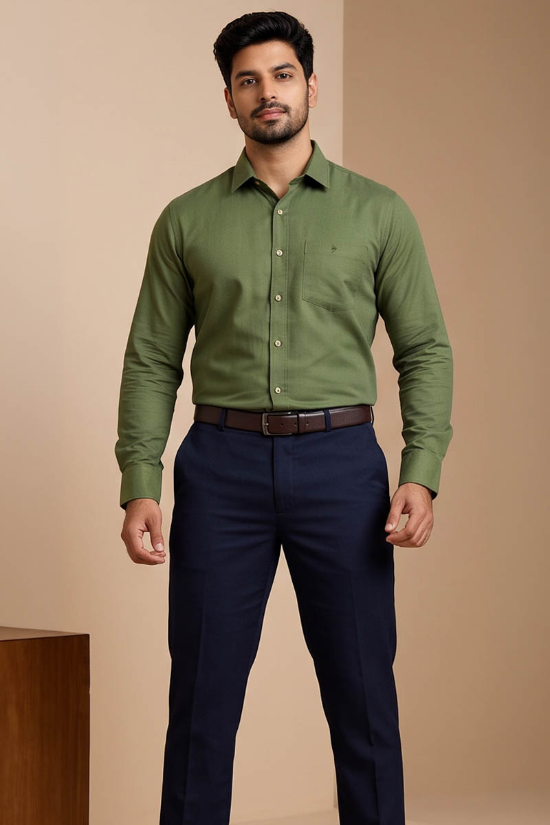 Classic Green Formal Shirt -Green - 4