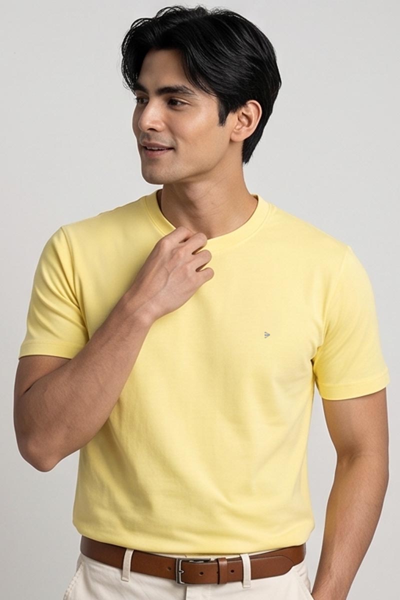 Pastel Yellow Essential Crew Tee -Yellow
