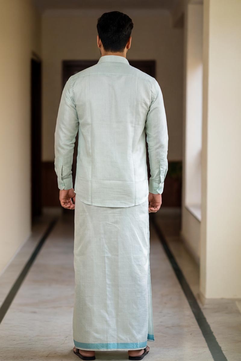 Regal Azure Dhoti Ensemble - S-Blue - 6