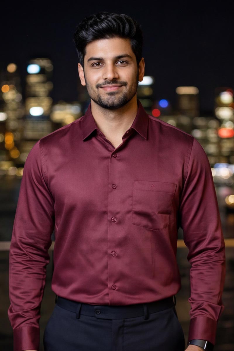 SmartEase Semi-Formal Shirt – Maroon - 2