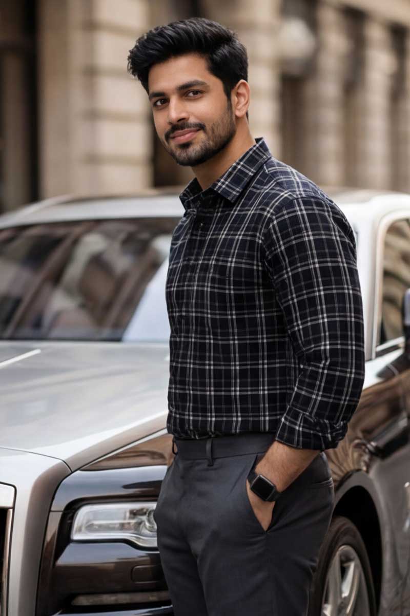 Black Checks Global Line Shirt (Smart Fit - Full Sleeves)_RGGL-1802 - 4