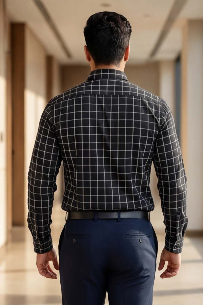 EcoLux Bamboo Cotton Shirt – Black Checks - 6