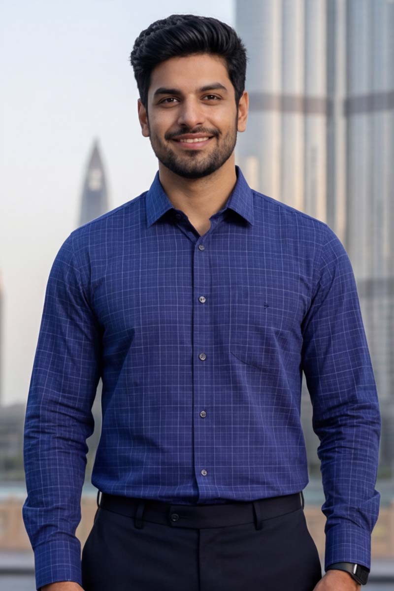 Metro Check Formal Shirt – Blue - 2