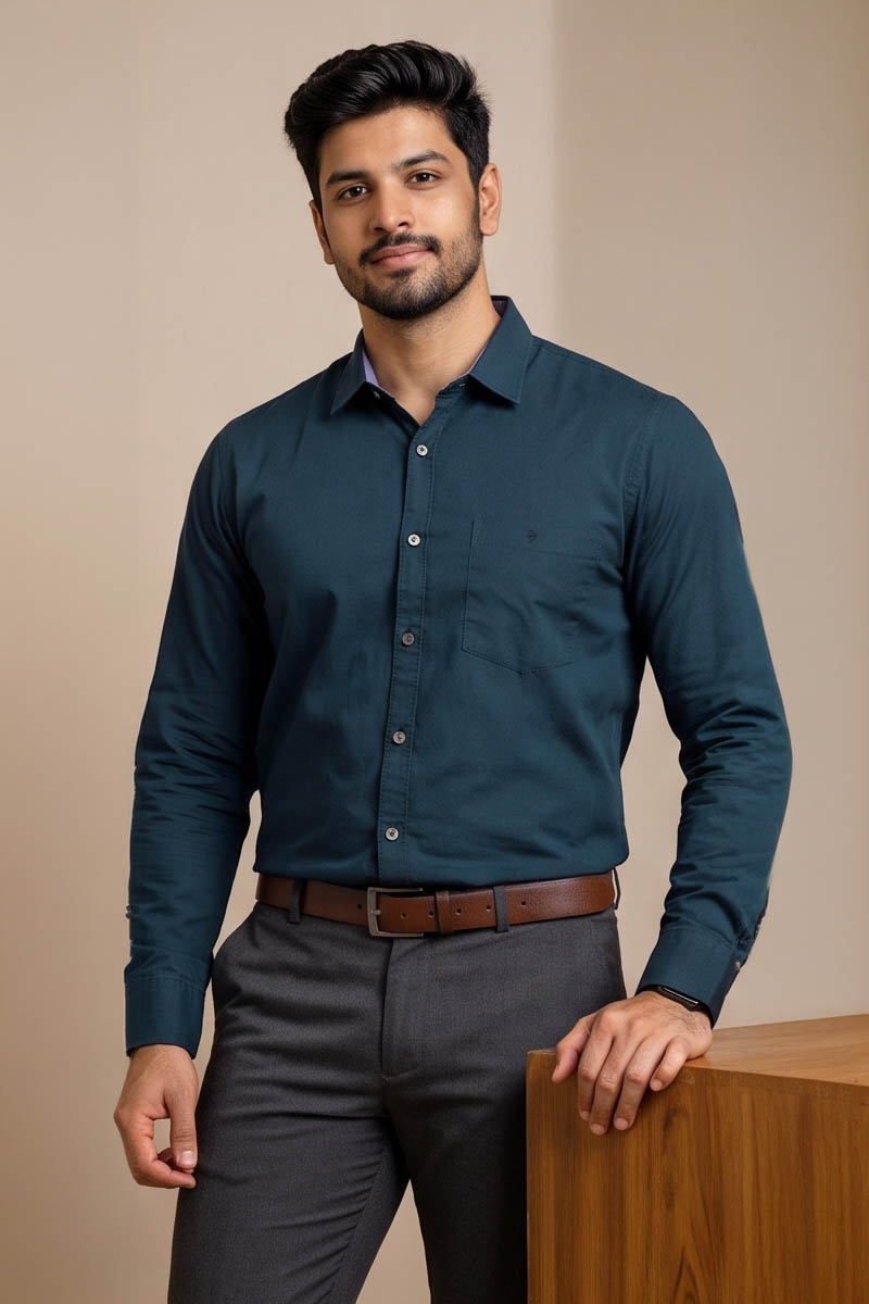Green Oxford Shirt – Classic Fit- D-Green - 5