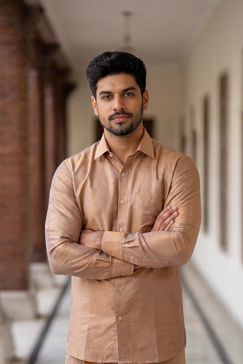 Classic Ethnic Shirt and Dhoti Combo -Copper - 3