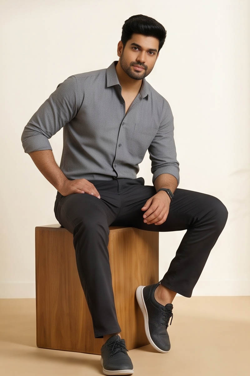 Urban Grey Smart Fit Pants - E- Grey - 3