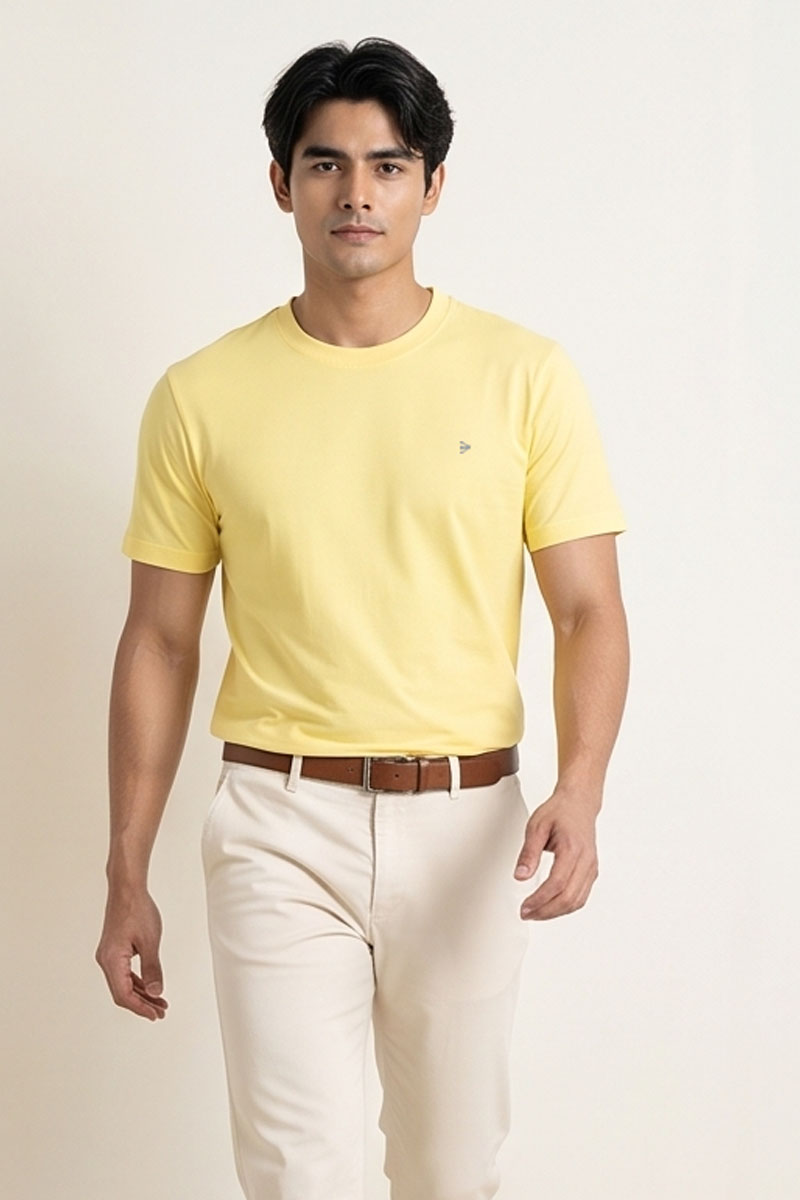 Pastel Yellow Essential Crew Tee -Yellow - 3