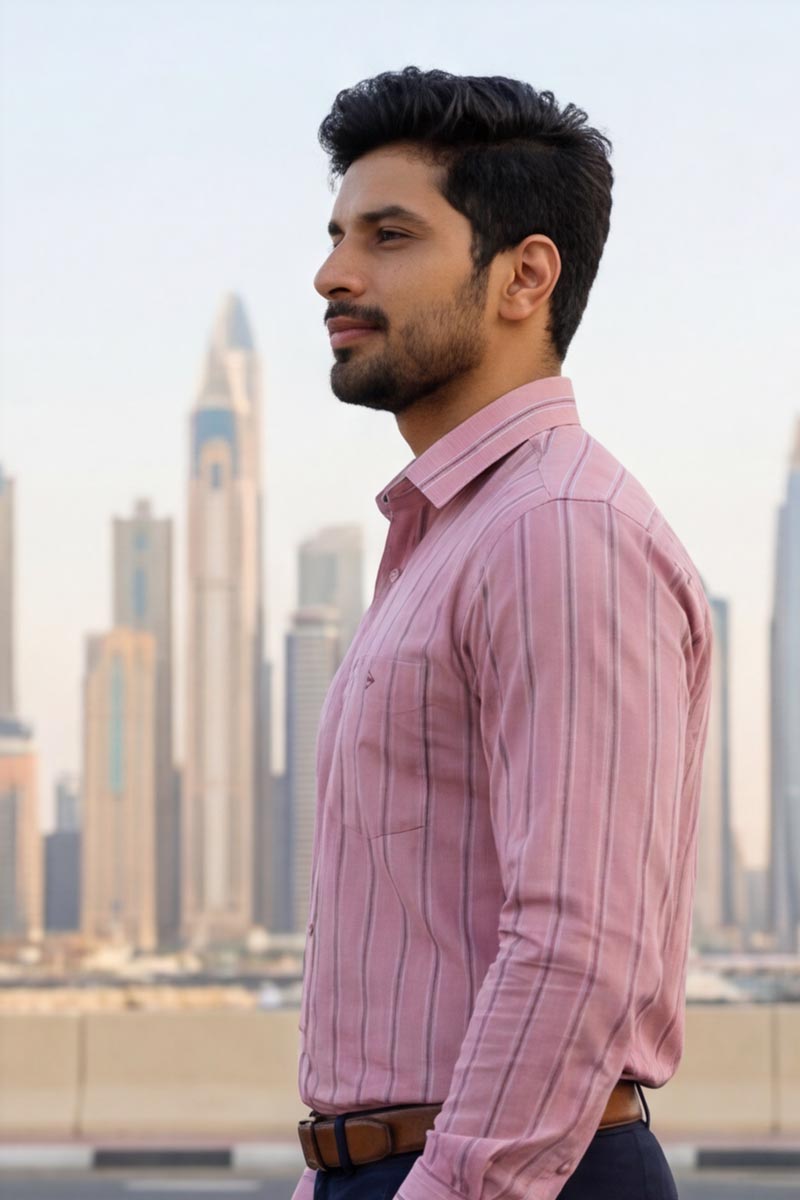 Urban Stripe Formal Shirt – Dark Pink (Smart Fit) - 2