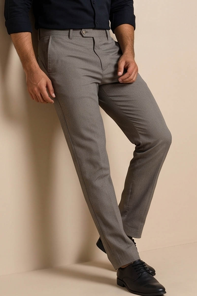 Elegant D-Grey Tailored Fit Pants- Dark-Grey - 2