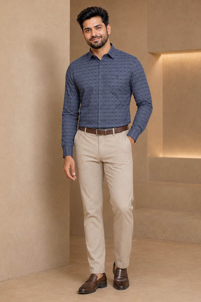 Charcoal Royale – Textured Formal Shirt -Grey