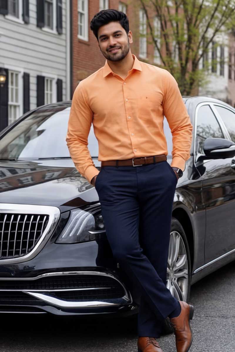 Vibrant Edge Formal Shirt – Orange (Slim Fit) - 2