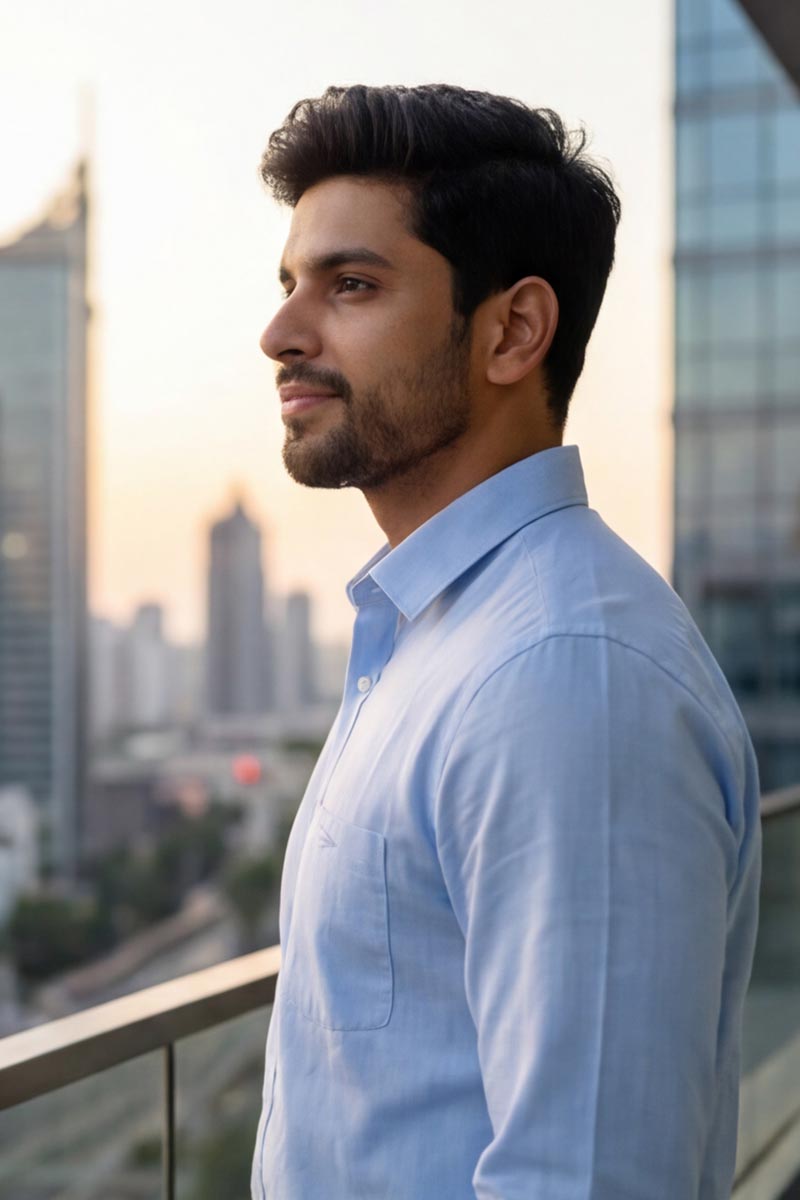 L-Grey Plain Formal Shirt (Smart Fit - Full Sleeves)_RBF-353 - 5