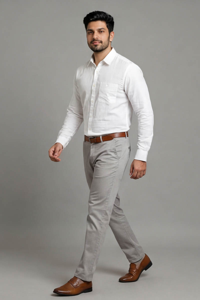 Men's White Formal Shirt - White - 2