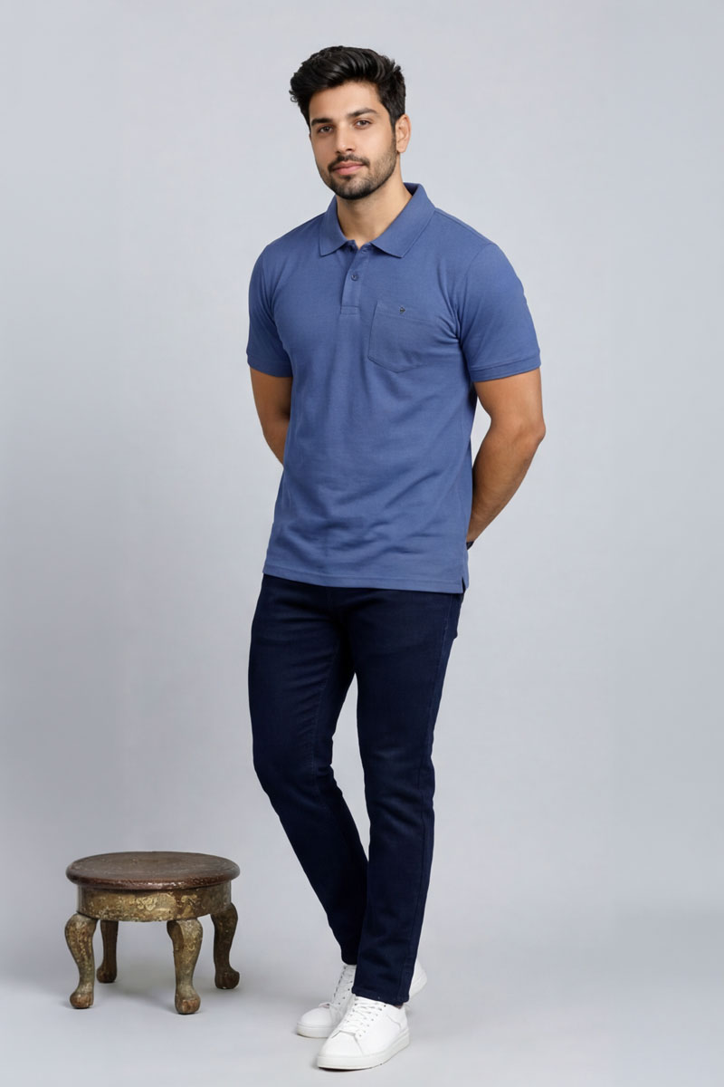 Smart Casual T-Shirt - Blue-Melange - 3
