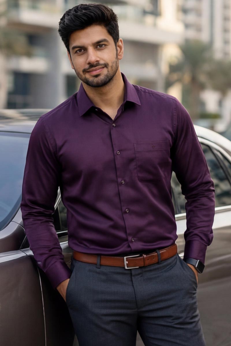 SmartEase Semi-Formal Shirt – Wine - 5