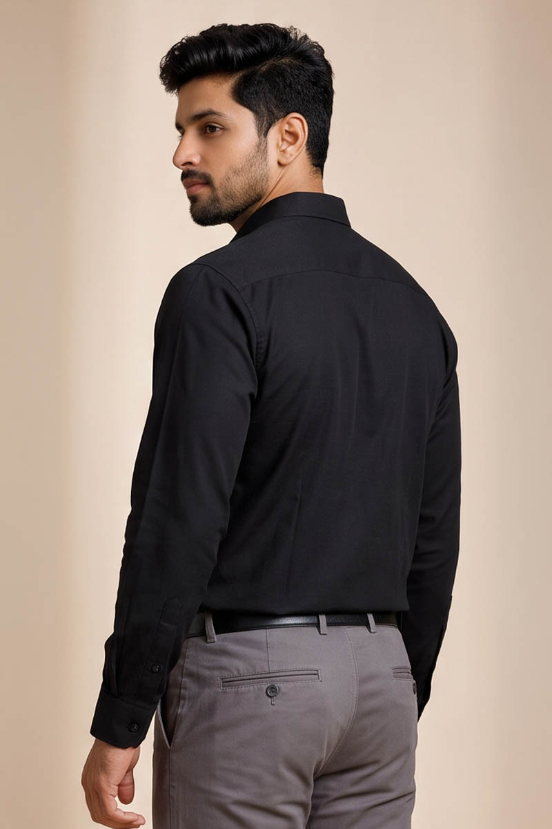 Classic Black Formal Shirt -Black - 6