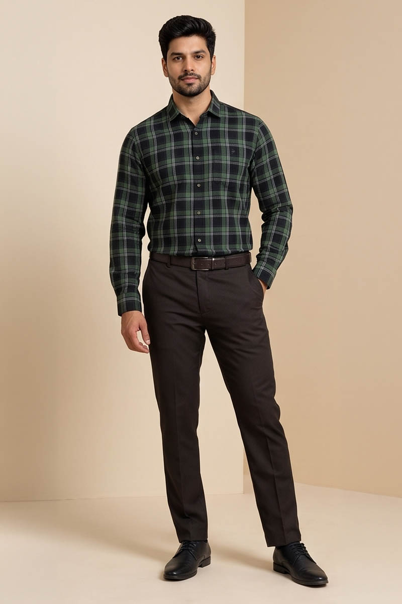 Premium Dark Green Checked Shirt - 5