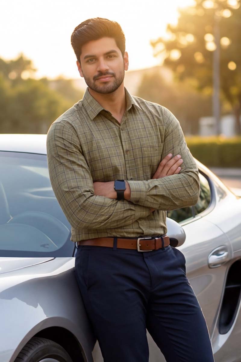 Metro Check Formal Shirt – Light Khaki - 5