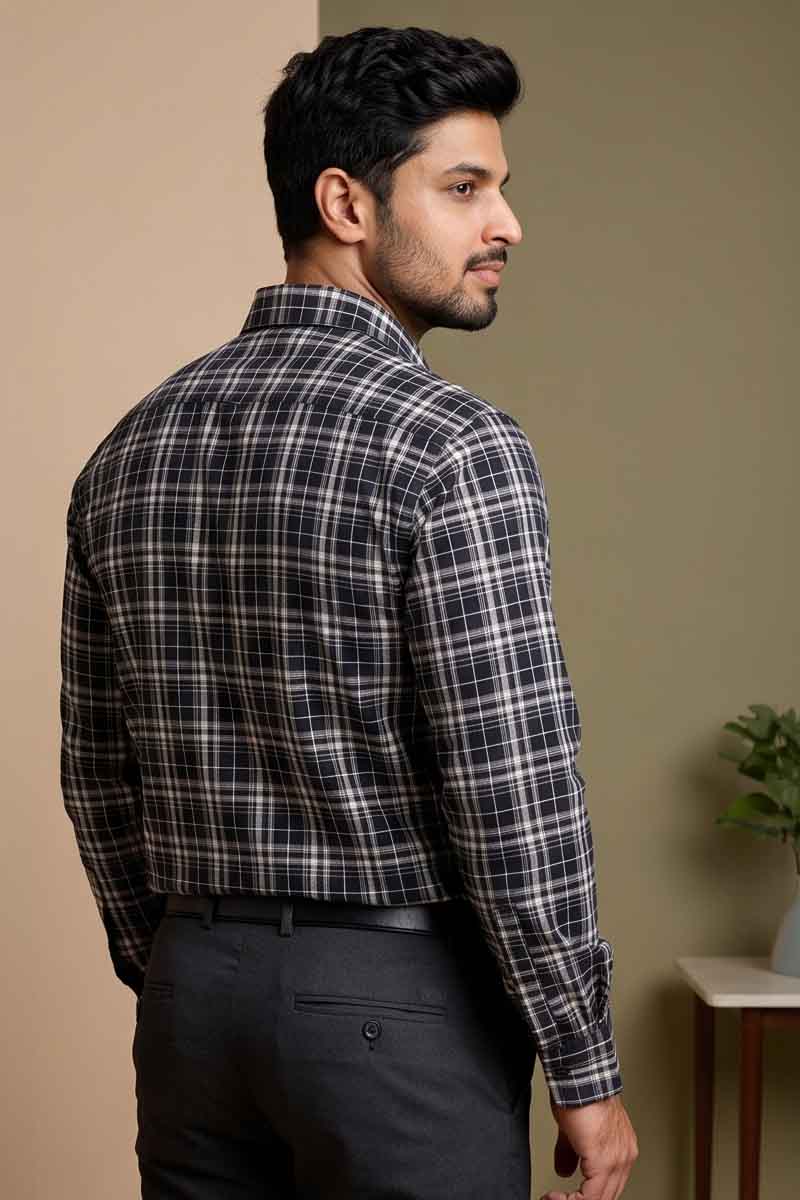 Classic Dark Grey Checked Shirt - D-Grey - 6