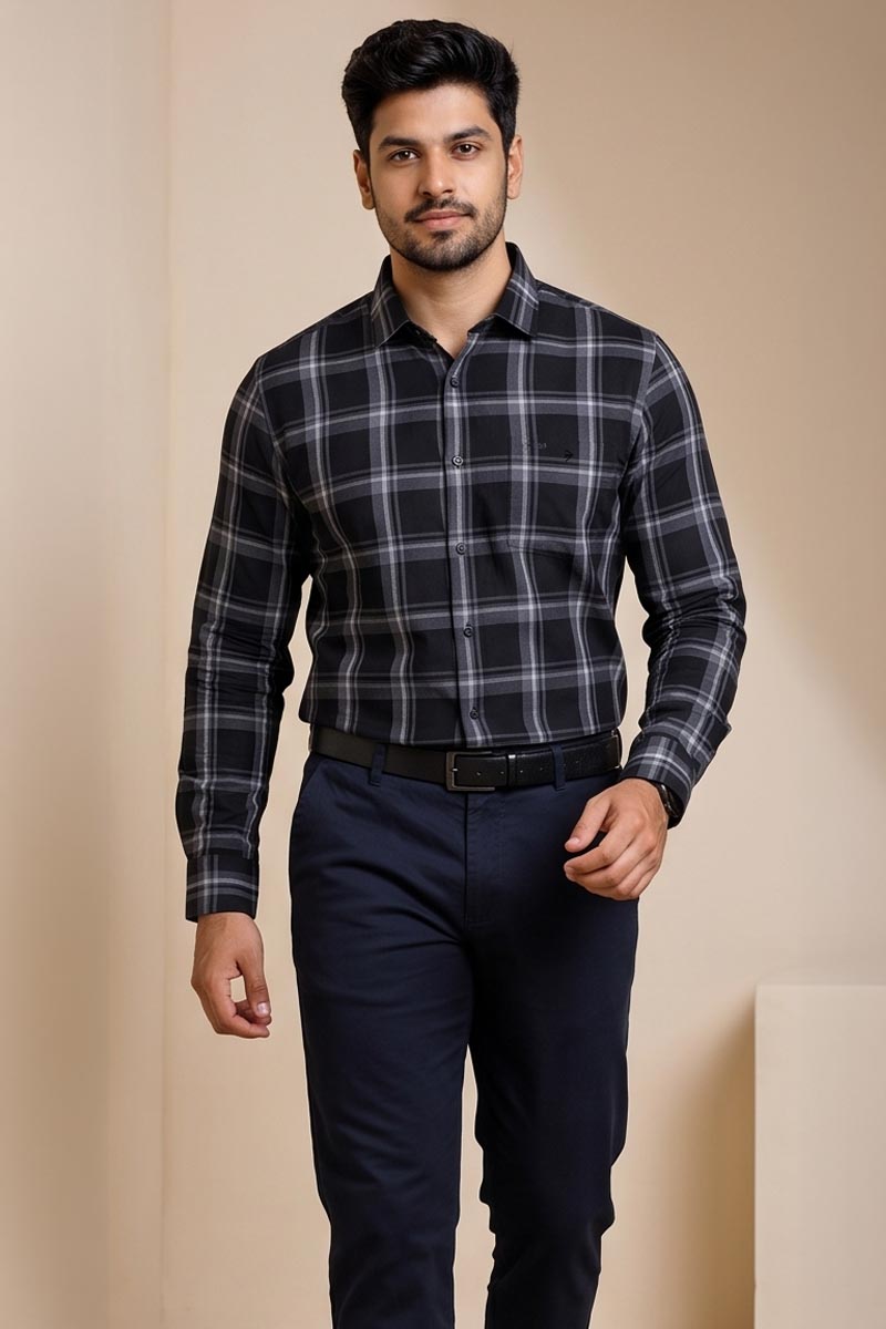 Midnight Check Shirt- Black - 3