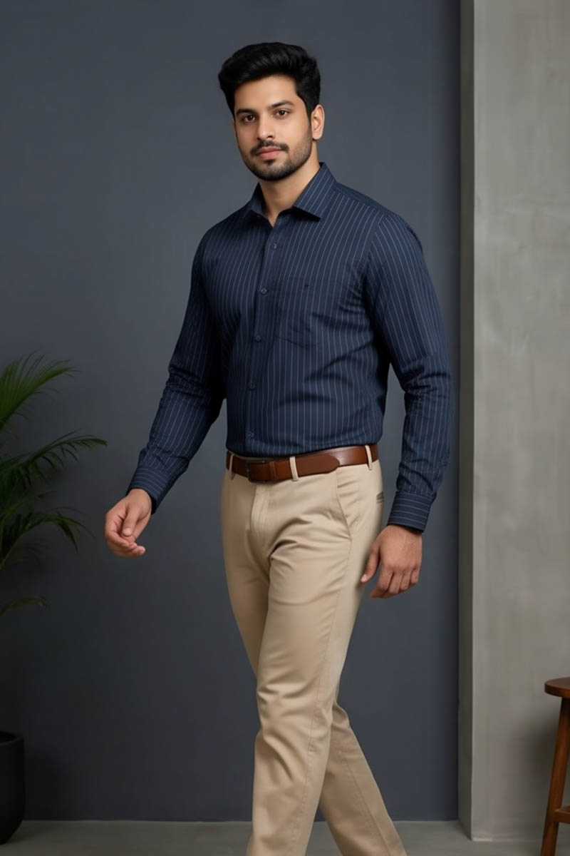 Modern Navy Business Shirt - Navy - 5