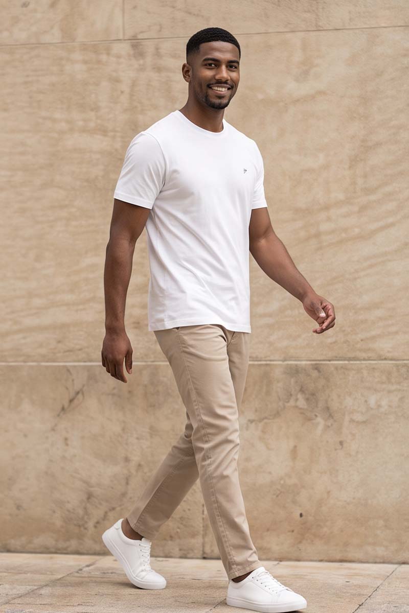 Cloud White Basic Crew Neck T-Shirt -White - 2