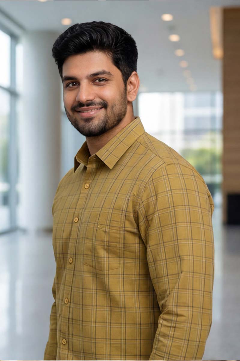 D-Khaki Checks Formal Shirt (Smart Fit - Full Sleeves)_RABF-741 - 4