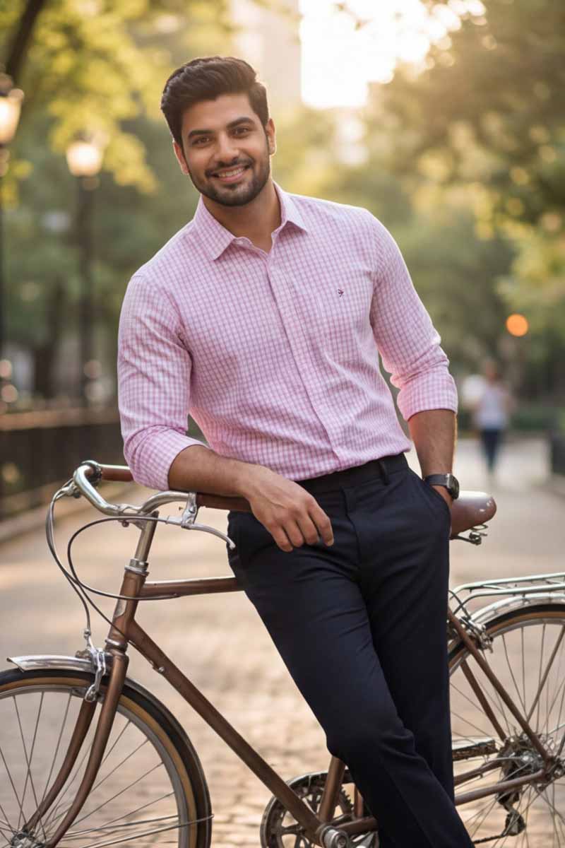 Pink Checks Formal Shirt (Smart Fit - Full Sleeves) - 3