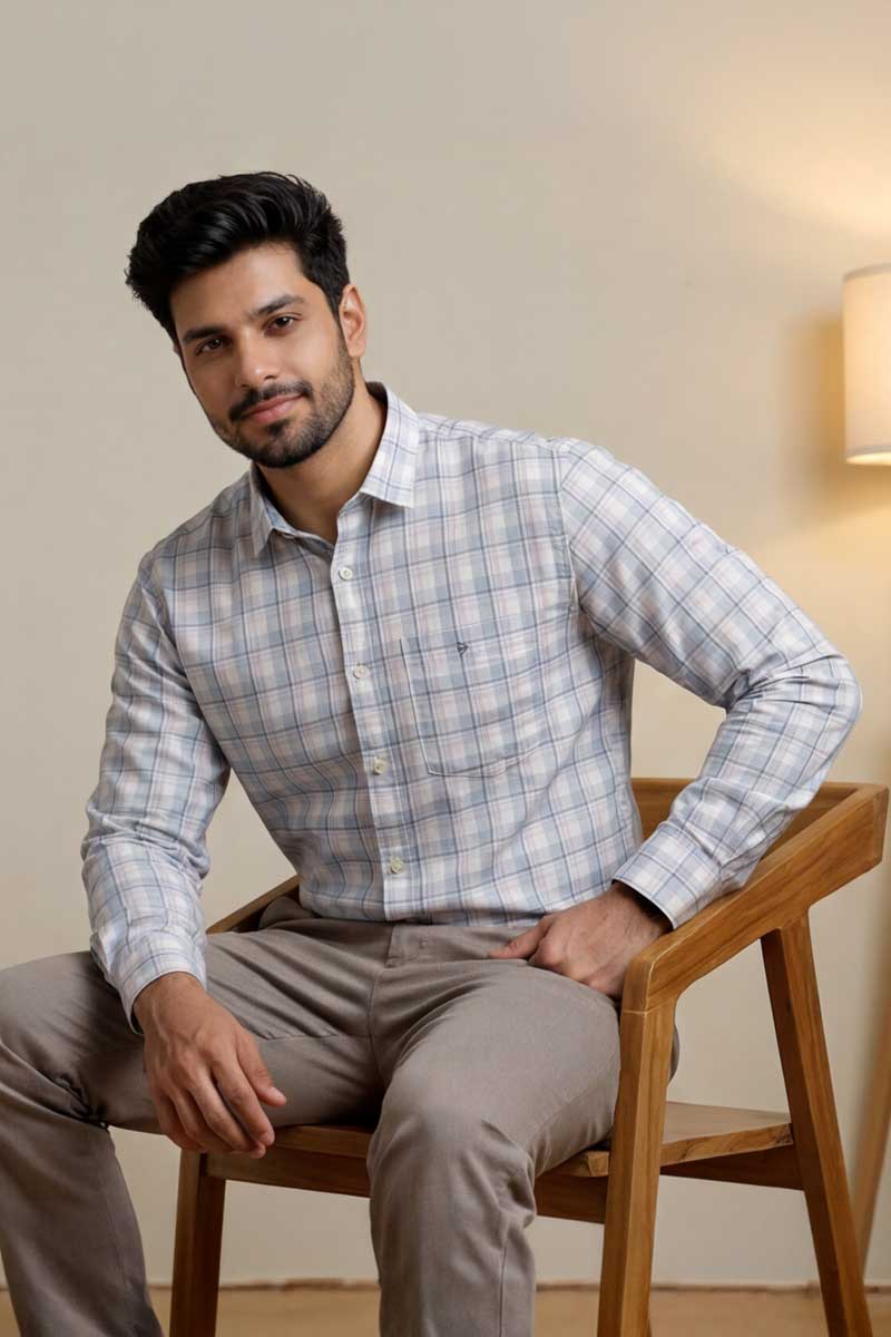 Signature Blue Plaid Shirt-Blue - 3