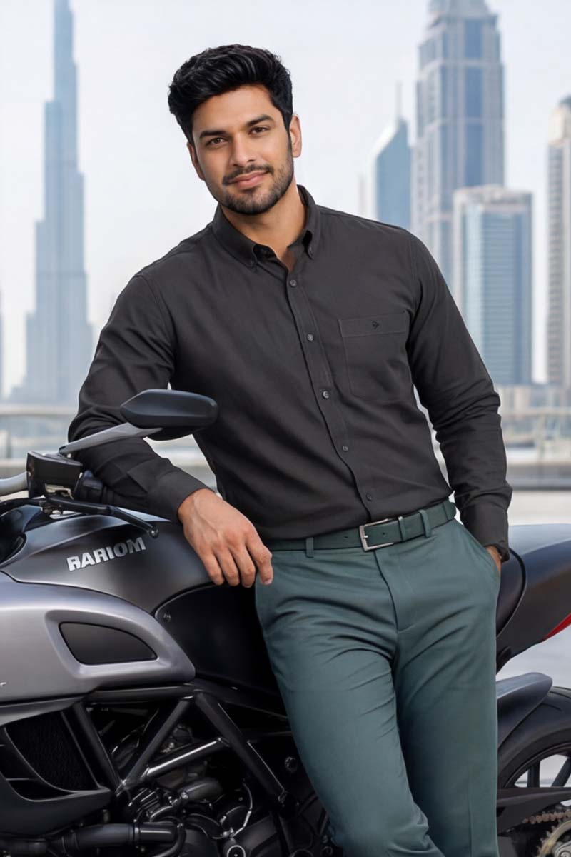 SHIRT - Classic Black Button-Down (STEEL GREY) - 2