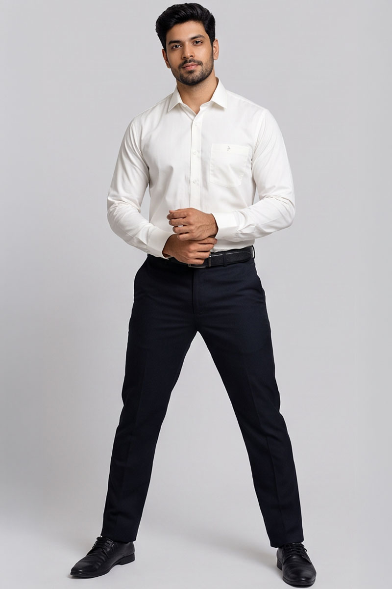 Classic Off-White Office Shirt -Half-White - 4