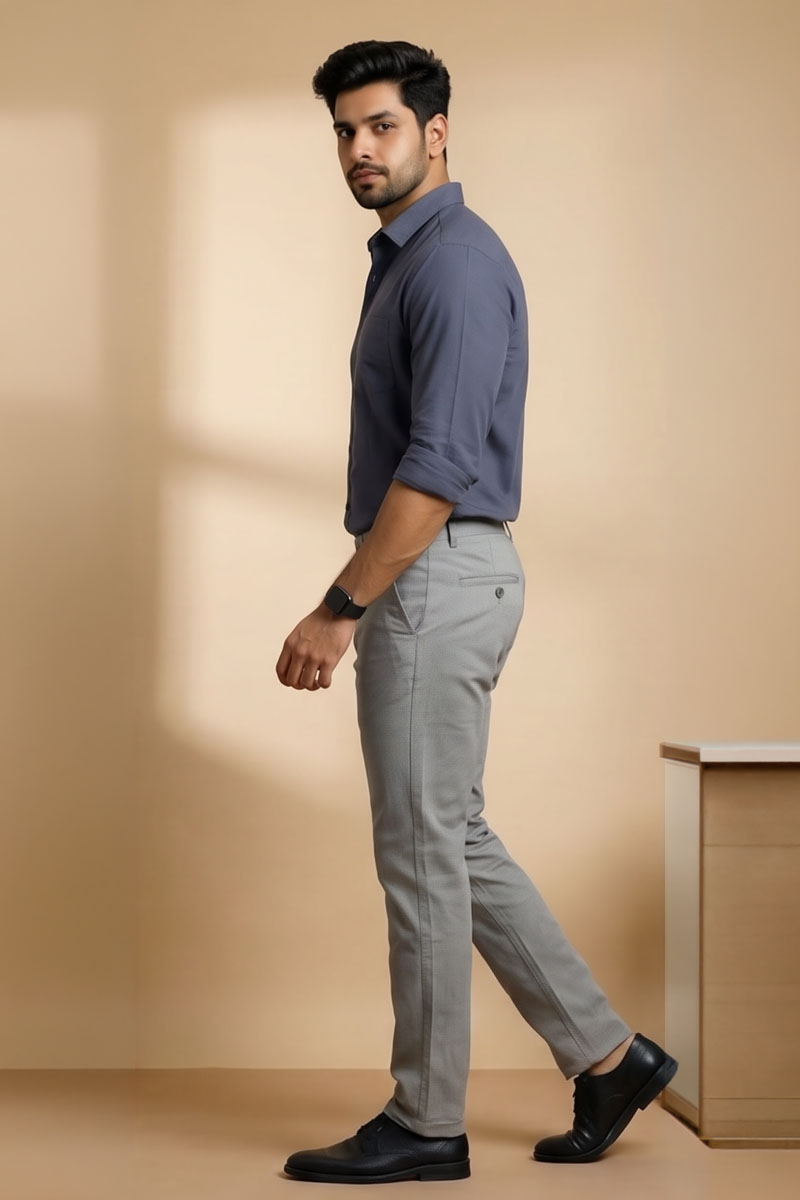 Elegant M-Grey Tailored Fit Pants - M-Grey - 6