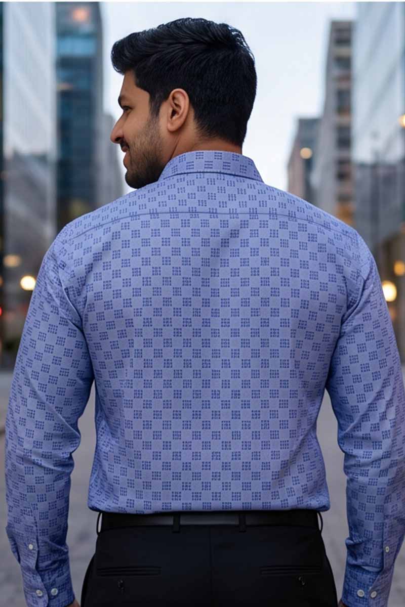 Elevate your professional wardrobe with our sophisticated Printed Blue Shirt - 5