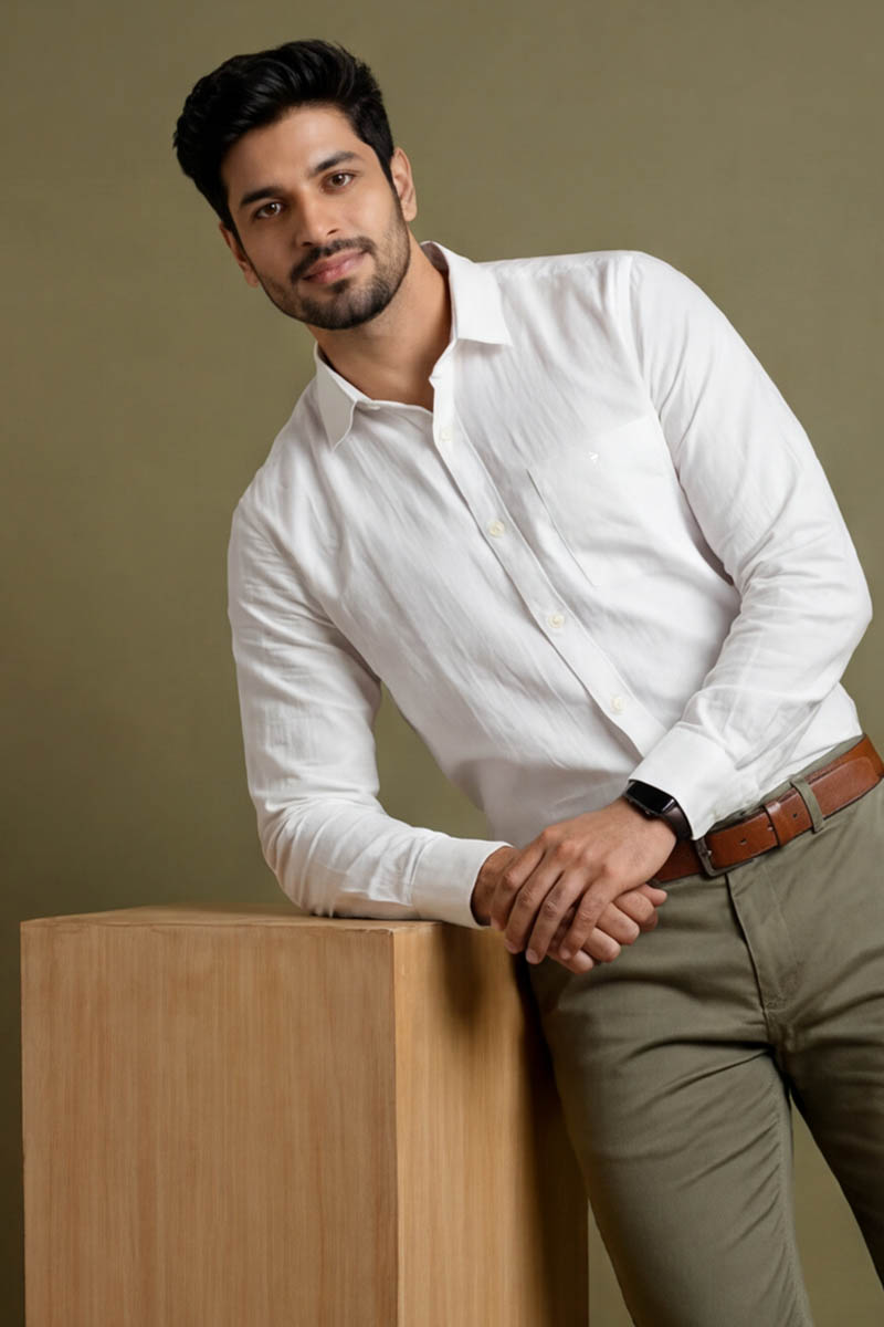 Men's White Formal Shirt - White