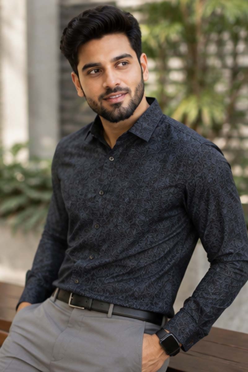 Elegant Grey Formal Shirt- Grey - 4