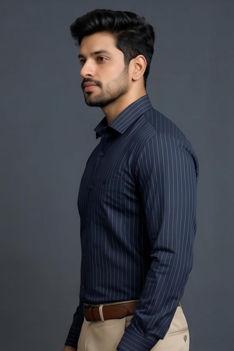 Modern Navy Business Shirt - Navy - 6