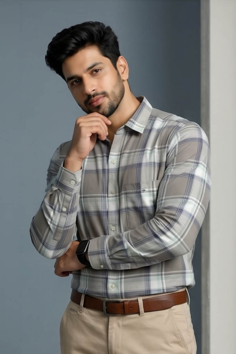 Urban Earth Check Shirt -Khaki - 4