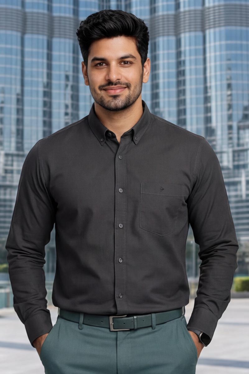 SHIRT - Classic Black Button-Down (STEEL GREY) - 4