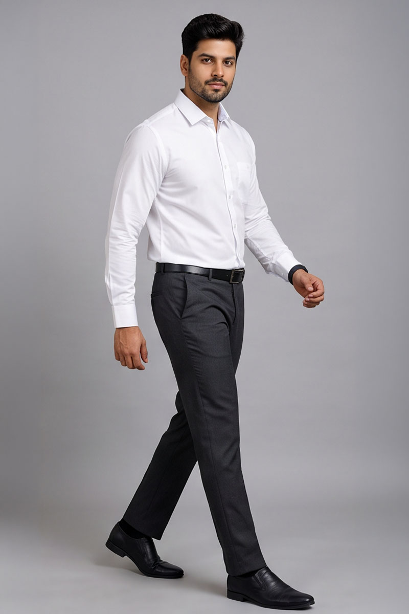 Premium White Formal Shirt -White - 3
