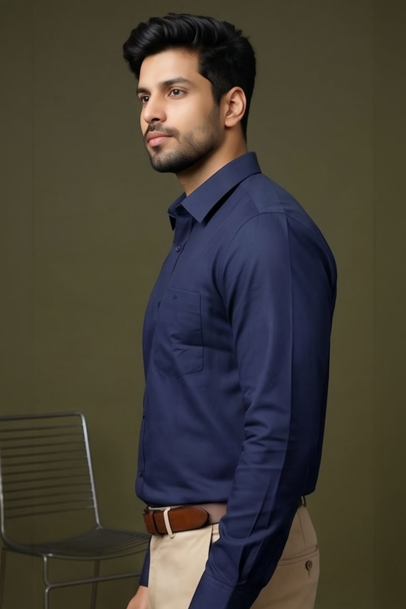 Navy Blue Classic Shirt - Navy - 4