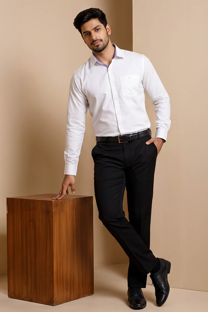 Executive White Formal Shirt -White - 5