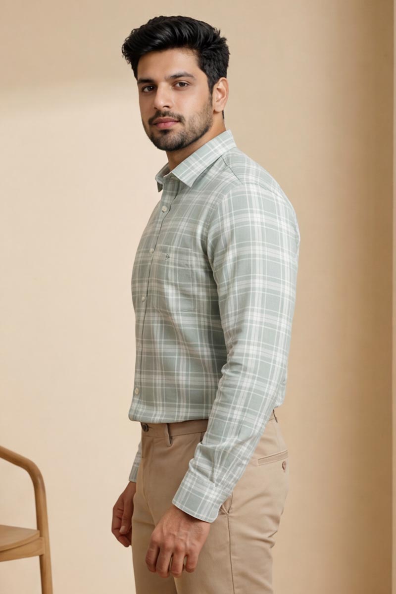 Urban Green Check Shirt - M-Green - 5